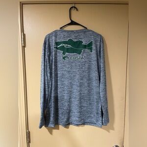 🎈3/$20 Costa Men's Heather Gray Long Sleeve Tee with Green Logo